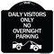 Signmission Day Visitors No Overnight Parking W/ Graphic Heavy-Gauge Aluminum Sign, 18" x 18", BW-1818-24196 A-DES-BW-1818-24196 - alternate 1